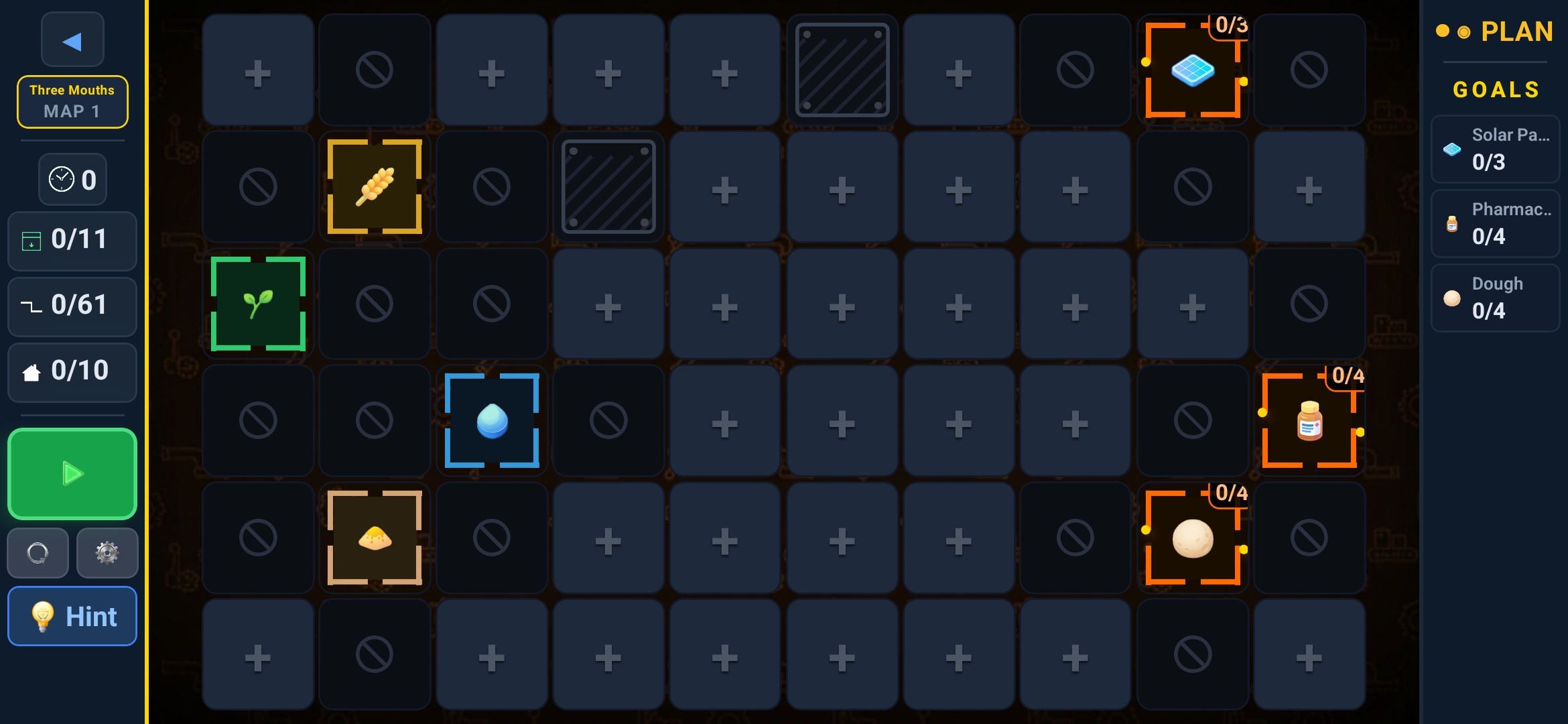 Three Mouths puzzle — plan phase